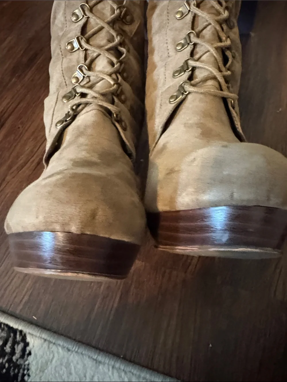 Over-the-Knee Lace-Up Women's Boots in Taupe